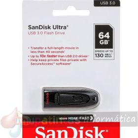 Sandisk Cruzer Ultra Memoria USB 3.0 64GB - Color Negro (Pendrive)-1