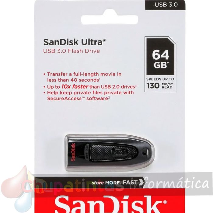 Sandisk Cruzer Ultra Memoria USB 3.0 64GB - Color Negro (Pendrive)-1