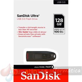 Sandisk Cruzer Ultra Memoria USB 3.0 128GB - Color Negro (Pendrive)-1