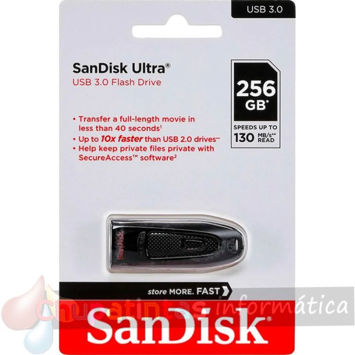 Sandisk Cruzer Ultra Memoria USB 3.0 256GB - Color Negro (Pendrive)-1