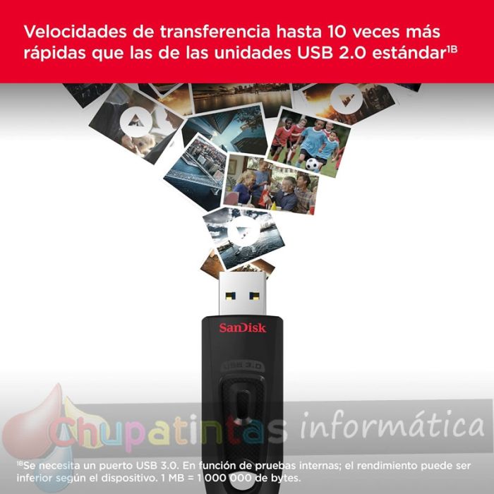 Sandisk Cruzer Ultra Memoria USB 3.0 256GB - Color Negro (Pendrive)-3
