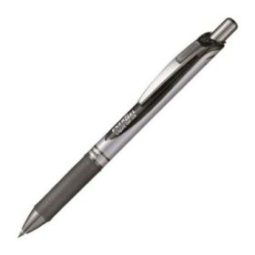 Pentel Energel Boligrafo de Bola Retractil - Punta 0.7mm - Trazo 0.35mm - Tinta Gel - Recargable - Grip de Agarre - Clip de Metal - 50% de Materiales Reciclados - Color Negro