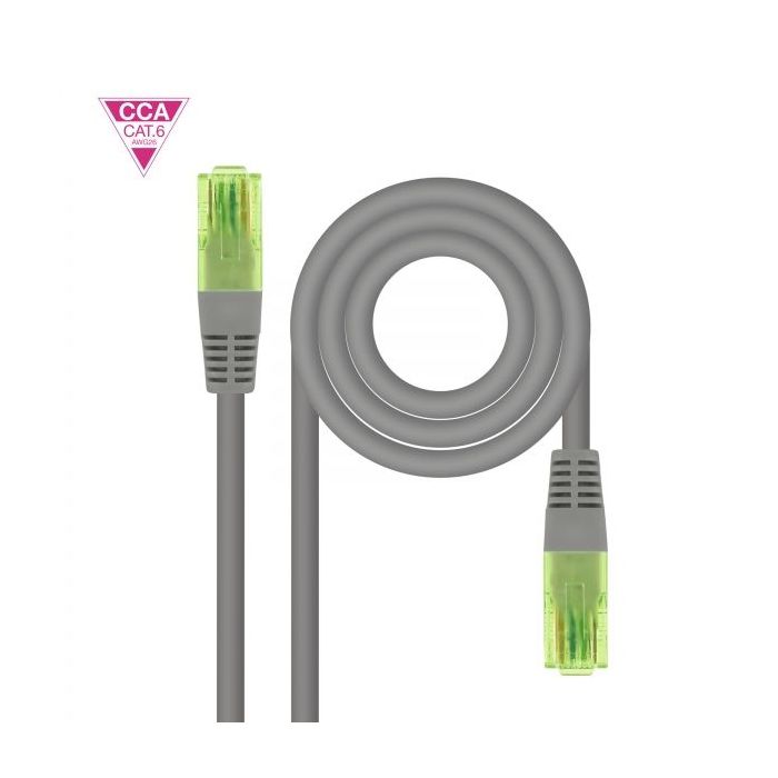 Nanocable Cable Red Latiguillo Cat.6 UTP AWG26 CCA - Longitud 2m - Color Gris