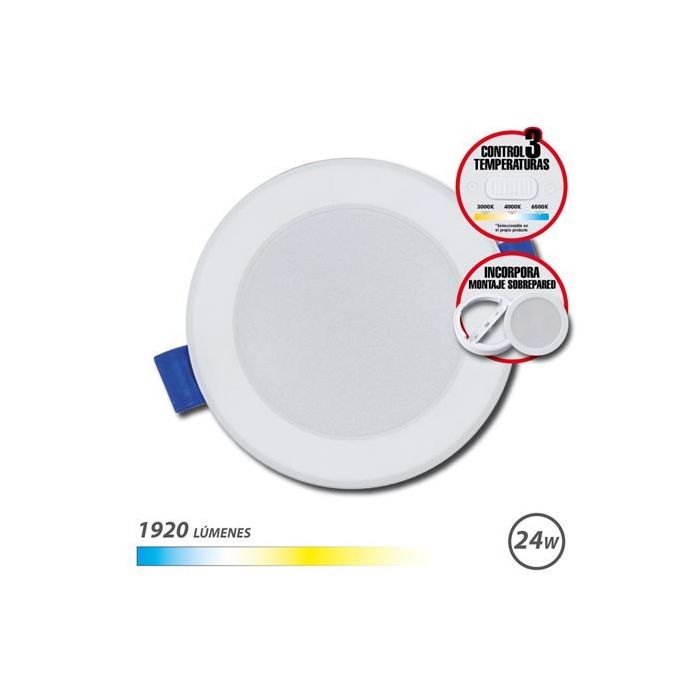 Elbat Downlight Circular 24W - 1920Lm - Selector 3 Temperaturas + Sobrepared - Color Blanco