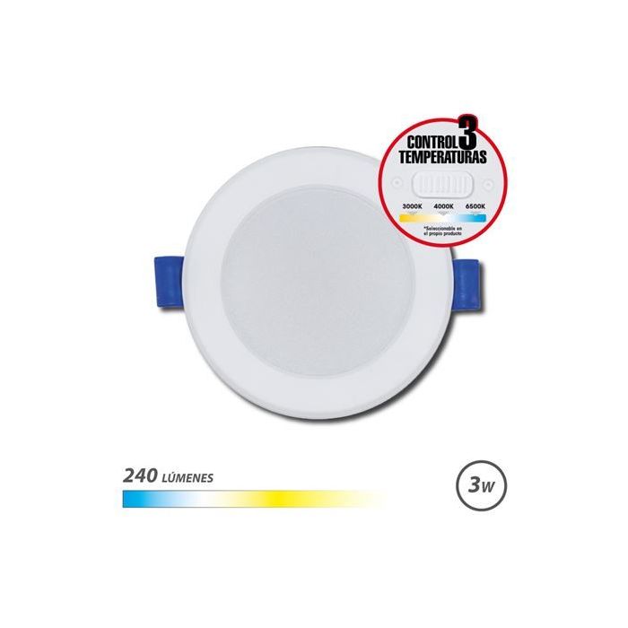 Elbat Downlight Circular 3W - 240Lm - Selector 3 Temperaturas - Color Blanco