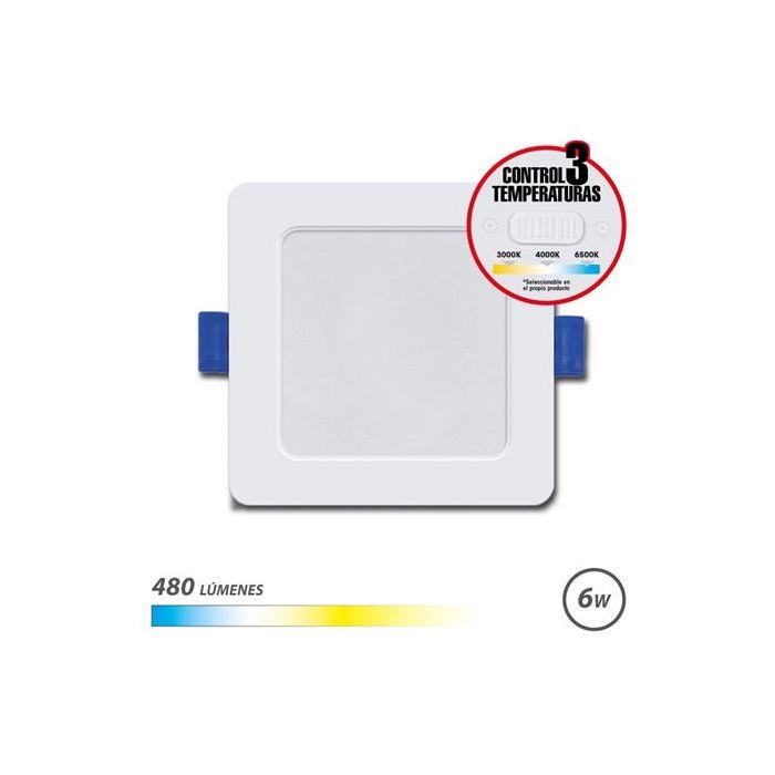 Elbat Downlight Cuadrado 6W - 480Lm - Selector 3 Temperaturas - Color Blanco