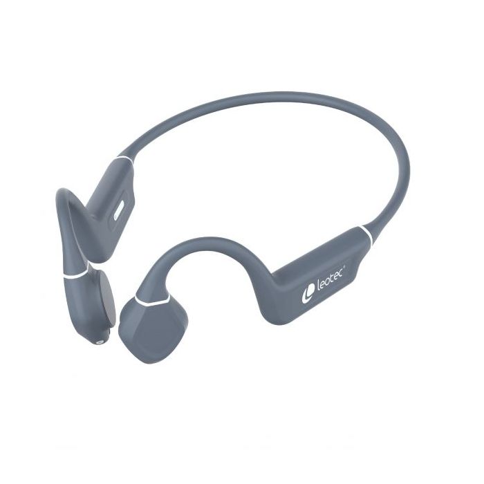 Leotec Kuri Auriculares Deportivos de Conduccion Osea Bluetooth 5.4 - Autonomia hasta 12h - Bateria de 180mAh - Resistencia IPX5 - Color Gris