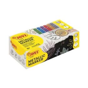 Jovi Metalic Caja de 24 Rotuladores Co - Colores Efecto Metalico - Tinta Base Agua - Facil Limpieza - Ideal para Papel Oscuro y Cartulina - Removible en Superficies No Porosas - Color Surtido
