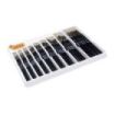 Jovi Caja Expositora de 108 Pinceles Artisticos Planos Pelo Cerda Surtidos - Pelo Natural - Mango de Madera - Punta Plana - Pelo Duro - Color Negro