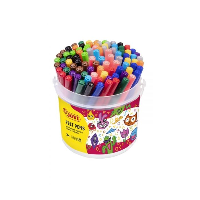 Jovi Bote 96 Rotuladores - Amplia Variedad de Tonos - Tinta de Gran Fijacion - Punta Resistente - Capuchon Ventilado - Grip Triangular Ergonomico - Trazo Homogeneo E Intenso - Color Surtido
