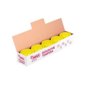 Jovi Bote de Tempera Escolar - 35ml - Colores Mezclables - para Papel, Cartulina, Madera, Tela, Pasta de Modelar y Fango - Uso con Pincel, Rodillo o Espatula - Color Amarillo