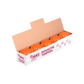 Jovi Bote de Tempera Escolar - 35ml - Colores Mezclables - para Papel, Cartulina, Madera, Tela, Pasta de Modelar y Fango - Uso con Pincel, Rodillo o Espatula - Color Naranja