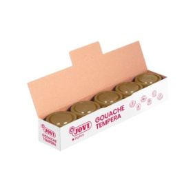 Jovi Bote de Tempera Escolar - 35ml - Colores Mezclables - para Papel, Cartulina, Madera, Tela, Pasta de Modelar y Fango - Uso con Pincel, Rodillo o Espatula - Color Marrón