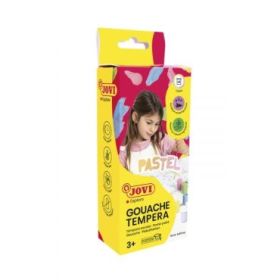 Jovi Gouache Tempera Estuche de 6 Botes 15ml Tempera Escolar - Colores Pastel + Pincel - Mezclables - Incluye Pincel - Color Surtido