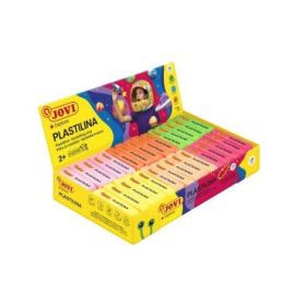 Jovi Expositor de 30 Pastillas de Plastilina 50gr - Colores Neon - 100% Vegetal - Muy Moldeable - No Se Seca - Mezclables - Color Surtido