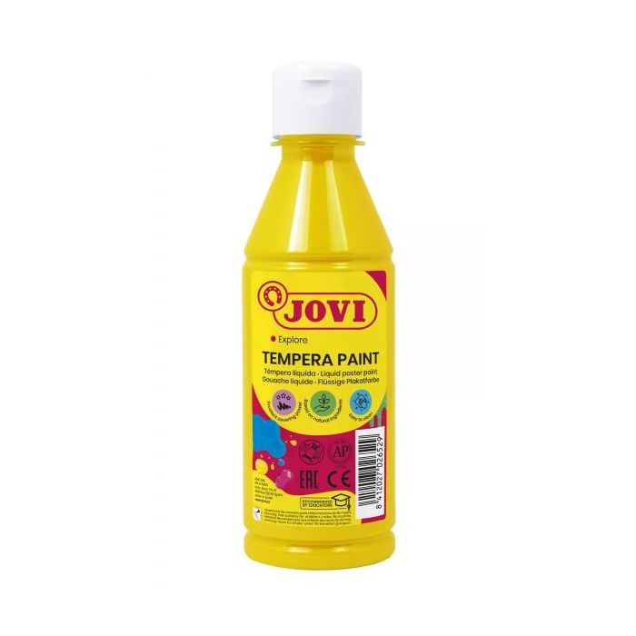 Jovi Tempera Paint Tempera Liquida - Base Agua - Lista para Usar - Alto Poder Cubriente - Secado Rapido - Excelente Rendimiento - Facil Aplicación - Color Amarillo