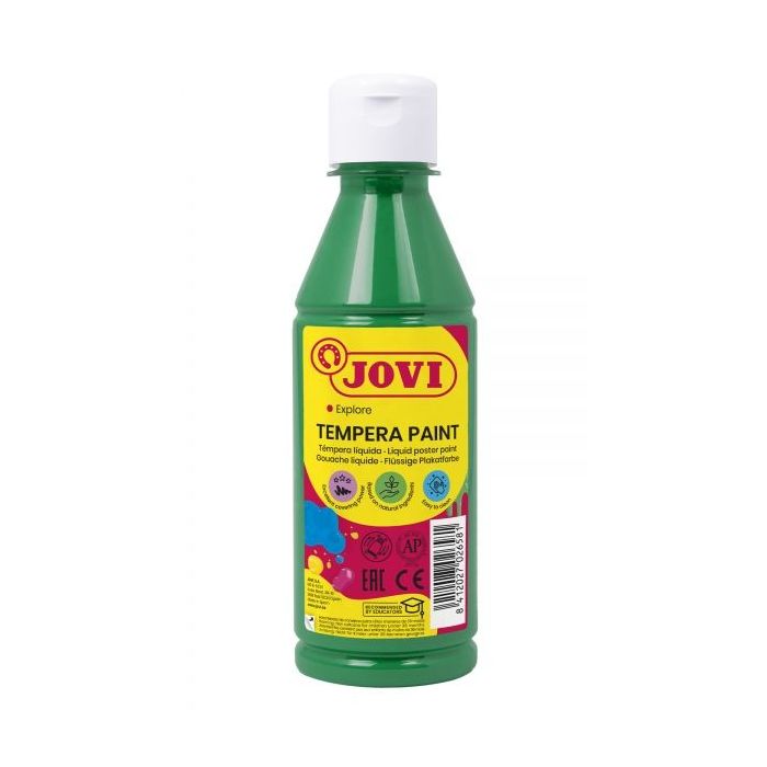 Jovi Tempera Paint Tempera Liquida - Base Agua - Lista para Usar - Alto Poder Cubriente - Secado Rapido - Excelente Rendimiento - Facil Aplicación - Color Verde