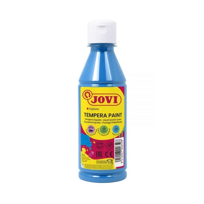Jovi Tempera Paint Tempera Liquida - Base Agua - Lista para Usar - Alto Poder Cubriente - Secado Rapido - Excelente Rendimiento - Fluidez Optima - Color Azul