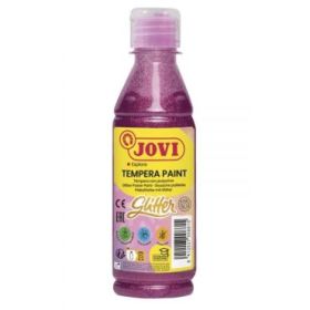Jovi Glitter Tempera Botella de 250ml - Base Agua - Lista para Usar - con Purpurina - Excelente Rendimiento - Secado Rapido - Fluidez Optima - Color Rosa