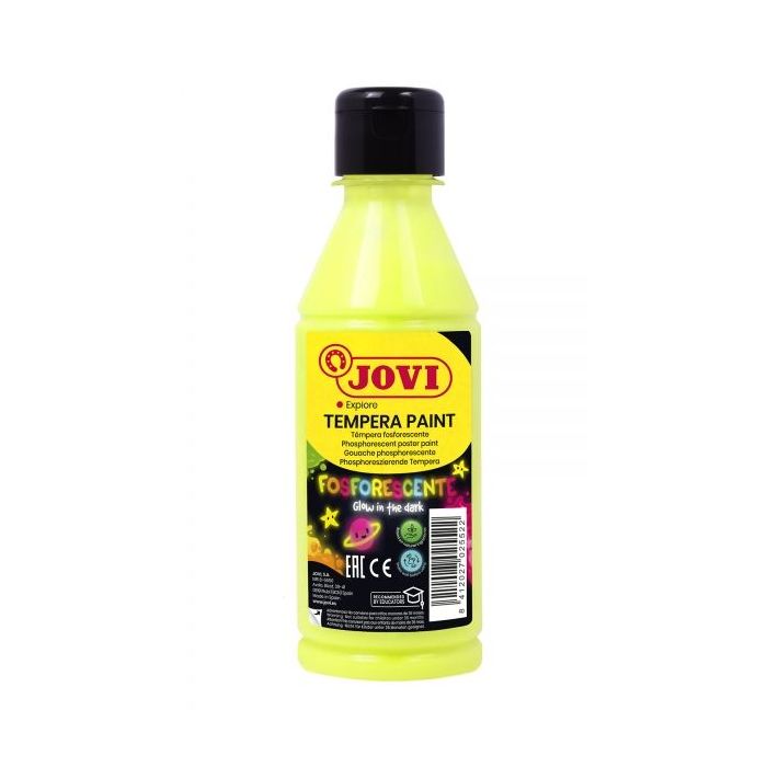 Jovi Tempera Paint Tempera Liquida Fosforescente - Brilla en la Oscuridad - Secado Rapido - Excelente Adherencia - Lista para Usar - Color Verde