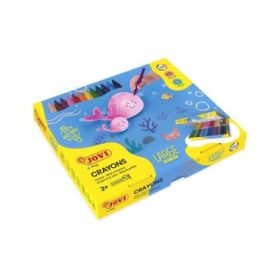 Jovi Large Easy Grip Caja de 300 Ceras Plasticas Hexagonales - No Ruedan - Uso en Papel y Cartulina - Duracion Prolongada - No Manchan - Apto para Sacapuntas - Color Surtido
