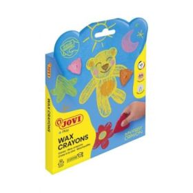 Jovi My First Crayon Estuche de 8 Ceras con Forma de Oso - Resistentes - No Manchan - Diseño Ergonomico - Fomenta El Correcto Agarre - Trazos Finos y Gruesos - Color Surtido
