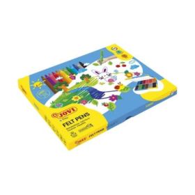 Jovi Felt Pens Pack Escolar 96 Rotuladores Jumbo - Variedad de Tonos - Tinta de Gran Fijacion - Punta Resistente - Capuchon Ventilado - Grip Ergonomico - Trazo Homogeneo - Color Surtido