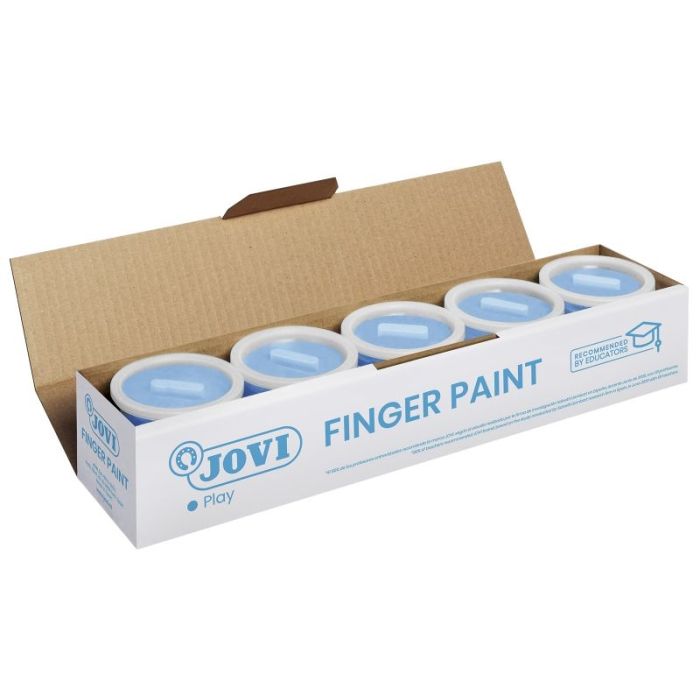 Jovi Bote de Pintura de Dedos - 125ml Pintura de Dedos - Colores Mezclables - Textura Gelatinosa - Lavable - sin Gluten Ni Alergenos - No Toxico - Estimula la Coordinacion Motora - Color Azul