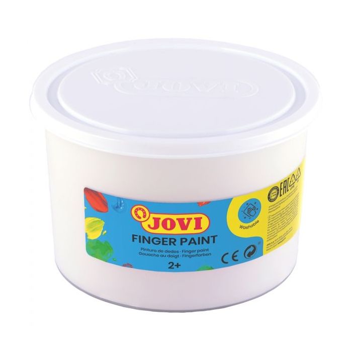 Jovi Finger Paint Bote de 500ml Pintura de Dedos - Ingredientes Naturales - Colores Mezclables - Textura Gelatinosa - Lavable - Color Blanco