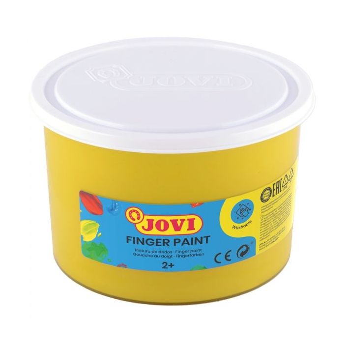 Jovi Finger Paint Bote de 500ml Pintura de Dedos - Ingredientes Naturales - Colores Mezclables - Textura Gelatinosa - Lavable - Color Amarillo
