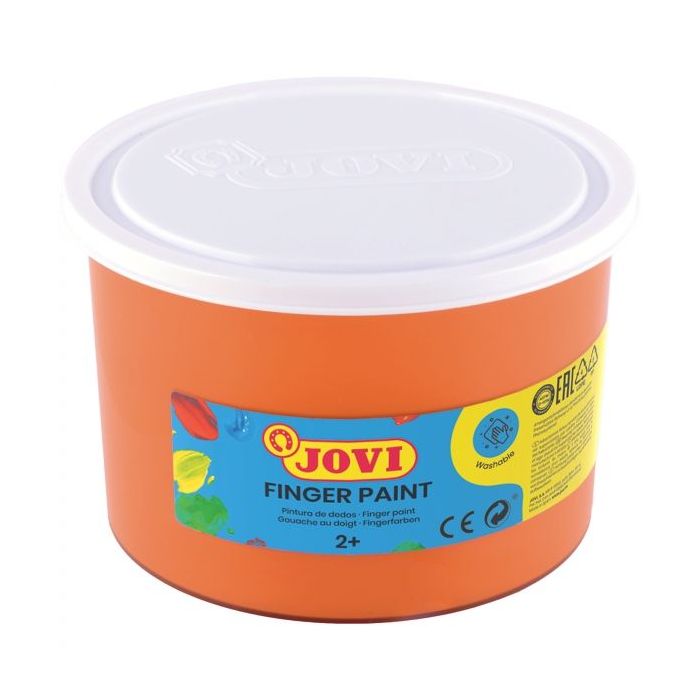 Jovi Finger Paint Bote de 500ml Pintura de Dedos - Ingredientes Naturales - Colores Mezclables - Textura Gelatinosa - Lavable - sin Gluten - No Toxico - Color Naranja
