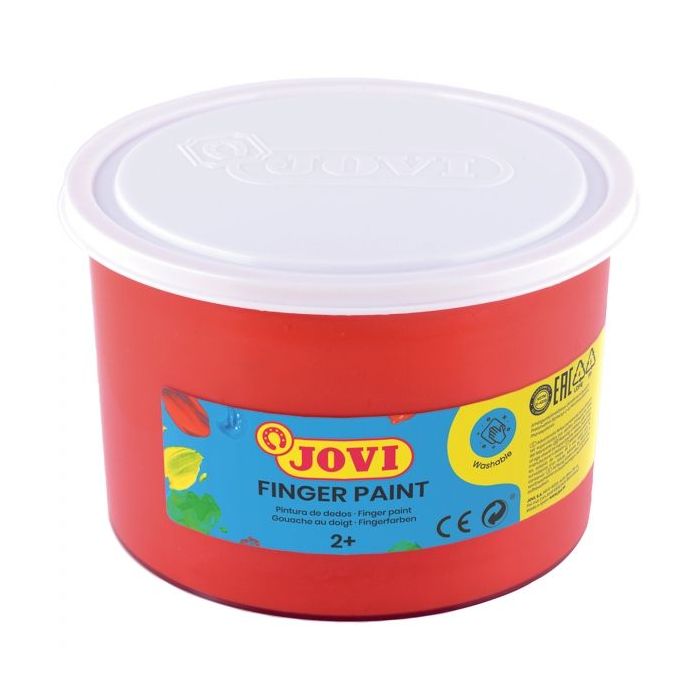 Jovi Finger Paint Bote de 500ml Pintura de Dedos - Ingredientes Naturales - Colores Mezclables - Textura Gelatinosa - Lavable - Color Rojo
