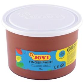 Jovi Finger Paint Bote de 500ml Pintura de Dedos - Ingredientes Naturales - Colores Mezclables - Textura Gelatinosa - Lavable - Color Marrón