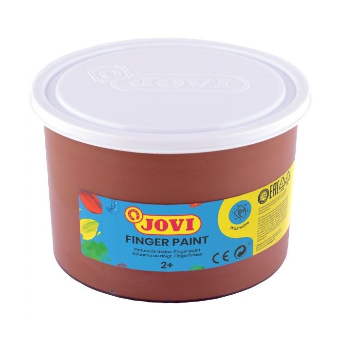 Jovi Finger Paint Bote de 500ml Pintura de Dedos - Ingredientes Naturales - Colores Mezclables - Textura Gelatinosa - Lavable - Color Marrón