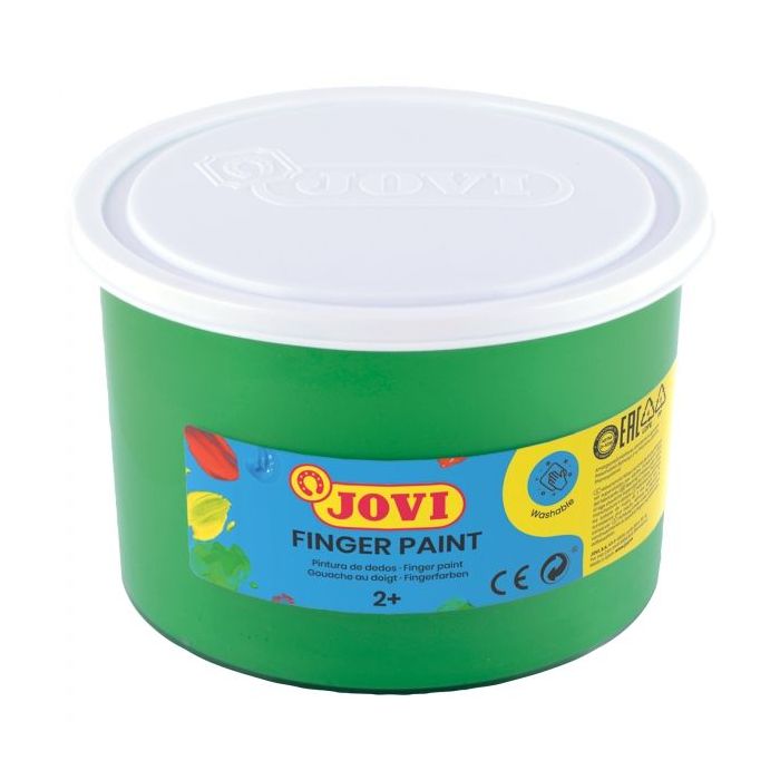 Jovi Finger Paint Bote de 500ml Pintura de Dedos - Ingredientes Naturales - Colores Mezclables - Textura Gelatinosa - Lavable - Color Verde