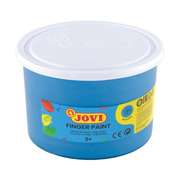 Jovi Finger Paint Bote de 500ml Pintura de Dedos - Ingredientes Naturales - Colores Mezclables - Textura Gelatinosa - Lavable - sin Gluten - No Toxico - Color Azul