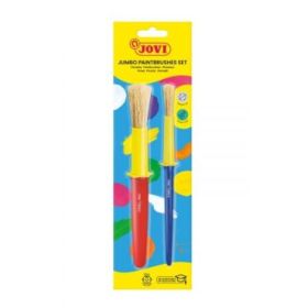 Jovi Jumbo Paint Brushes Pack 1 Pincel Mediano + 1 Pincel Grueso - Pelo Natural - Mango de Plastico - No Gotean - Facil Limpieza - Sistema de Corona Anti-Rodamiento - Color Varios