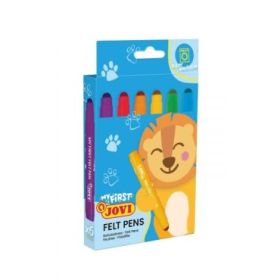 Jovi My First Felt Pen Estuche de 6 Rotuladores - Tinta Super Lavable - Tamaño Ideal para Manos Pequeñas - Punta Antihundimiento - Trazo Constante - Color Surtido