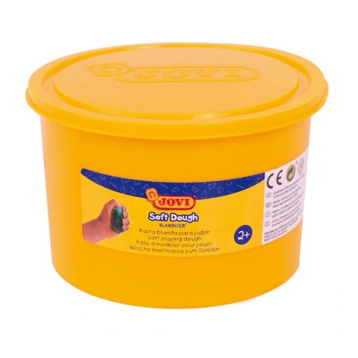Jovi Soft Dough Blandiver Bote de 460gr - Amarillo. Blanda y Flexible - Facil de Amasar y Moldear - Ideal para Iniciacion al Modelaje - Fomenta Creatividad y Motricidad Fina - Color Amarillo