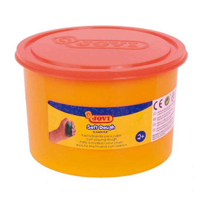 Jovi Soft Dough Blandiver Bote de 460gr - Naranja Pasta de Modelaje - Blanda y Flexible - Facil de Amasar y Moldear - Fomenta Creatividad y Motricidad Fina - Color Naranja