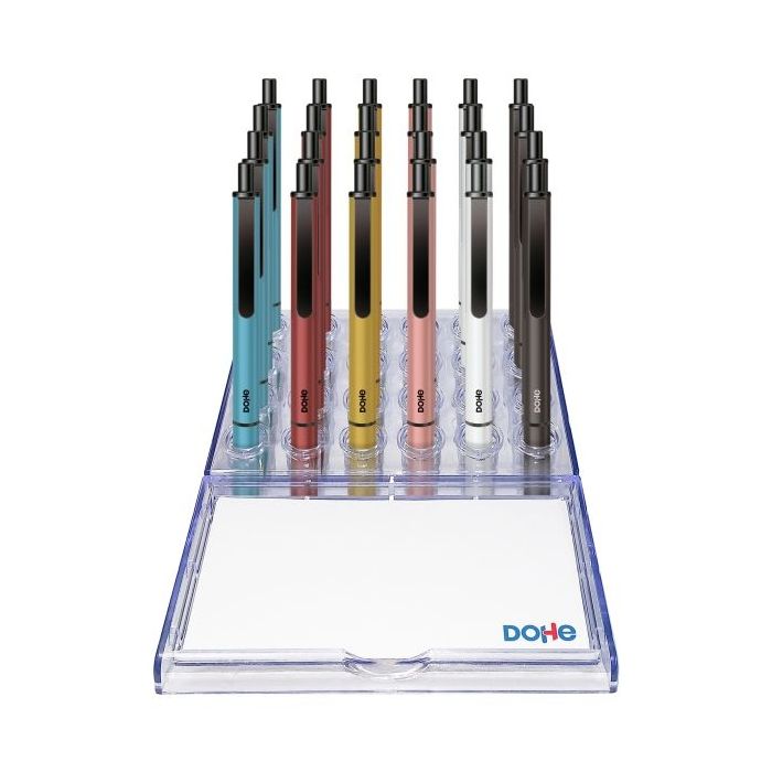 Dohe Elegance Expositor con 24 Boligrafos - Fabricados en  Aluminio - Tacto Soft - Colores Surtidos