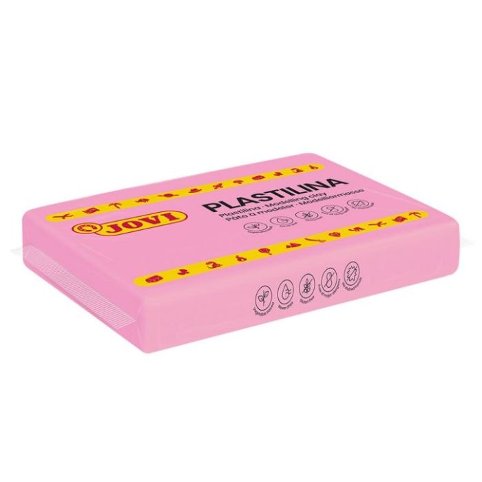 Jovi Caja de 15 Pastillas de Plastilina 350gr - Pasta Vegetal - No Endurece - sin Gluten - Inocua - Facil de Moldear - Ideal para Volumen - Color Rosa