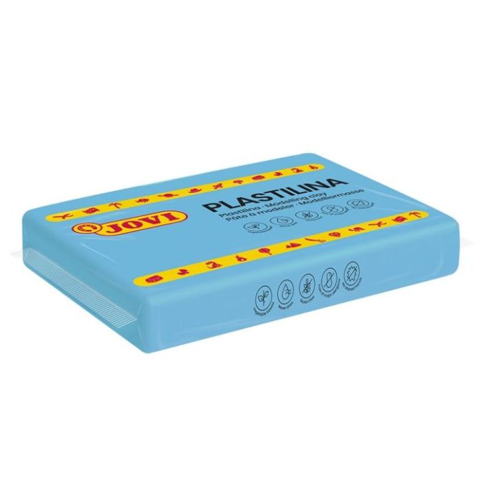 Jovi Caja de 15 Pastillas de Plastilina 350gr - No Se Seca - sin Gluten - Inocua - Facil de Moldear - Ideal para Figuras en Volumen - Color Azul