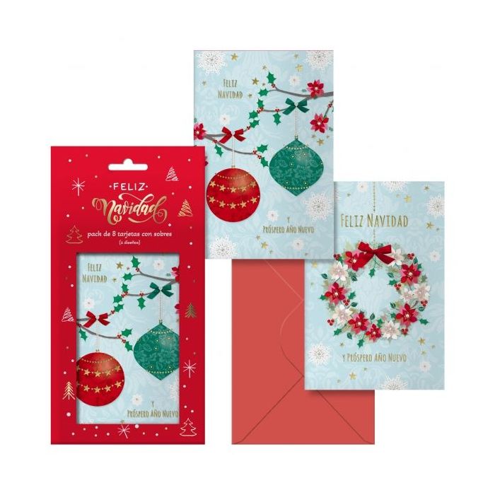 Dohe Adviento Pack de 8 Tarjetas de Felicitacion Navideña con Sobre - 2 Modelos Distintos - Tamaño 12,2x23,5cm - Papel Offset - Impresas a todo Color