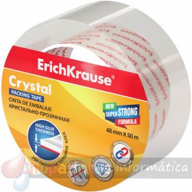 Erichkrause Crystal Precinto de Embalaje 48mmx50m - Polipropileno - Resistente y Duradera - Transparente