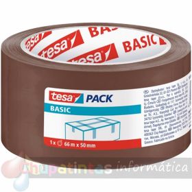 Tesa Basic Precinto de Embalar 50mm x 66 Metros - Fabricado en Polipropileno - Adhesivo Ecológico - Color marrón