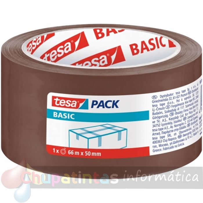 Tesa Basic Precinto de Embalar 50mm x 66 Metros - Fabricado en Polipropileno - Adhesivo Ecológico - Color marrón