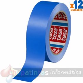 Tesa 60404 Cinta de Embalar Premium 12mm x 66 Metros - Fabricado en SPVC - Adhesivo de Caucho Natural - Color Azul