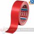 Tesa 60404 Cinta de Embalar Premium 12mm x 66 Metros - Fabricado en SPVC - Adhesivo de Caucho Natural - Color Rojo