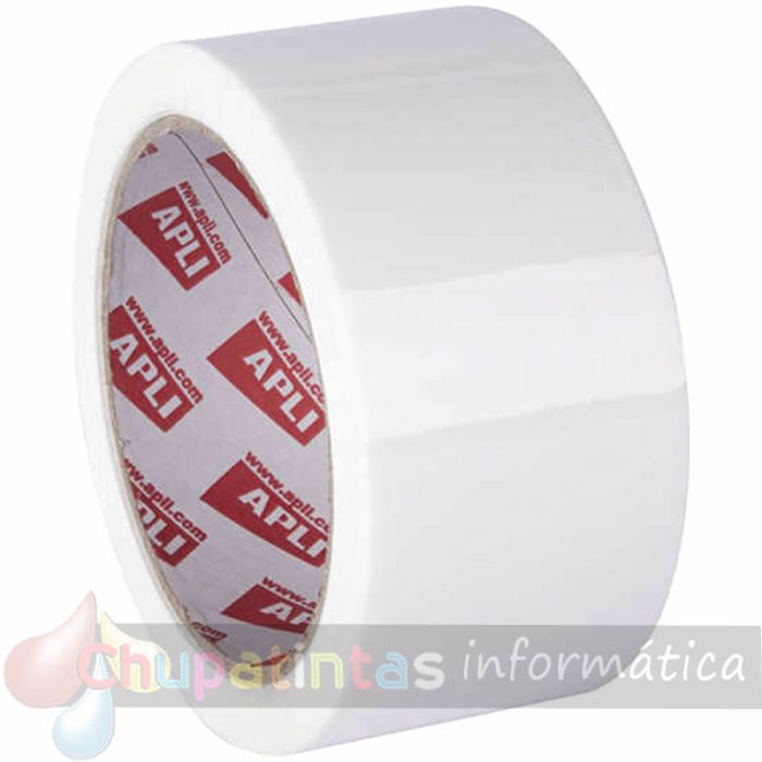 Apli Precinto Estándar sin Ruido Pp Acrílico - Medida 48mm x 66m - Grosor 28 μm- Adhesivo de Alta Calidad - Blanco